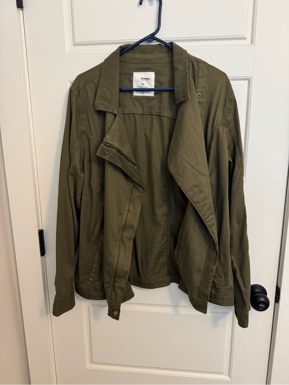 Sonoma Olive Utility Jacket with Draped Front